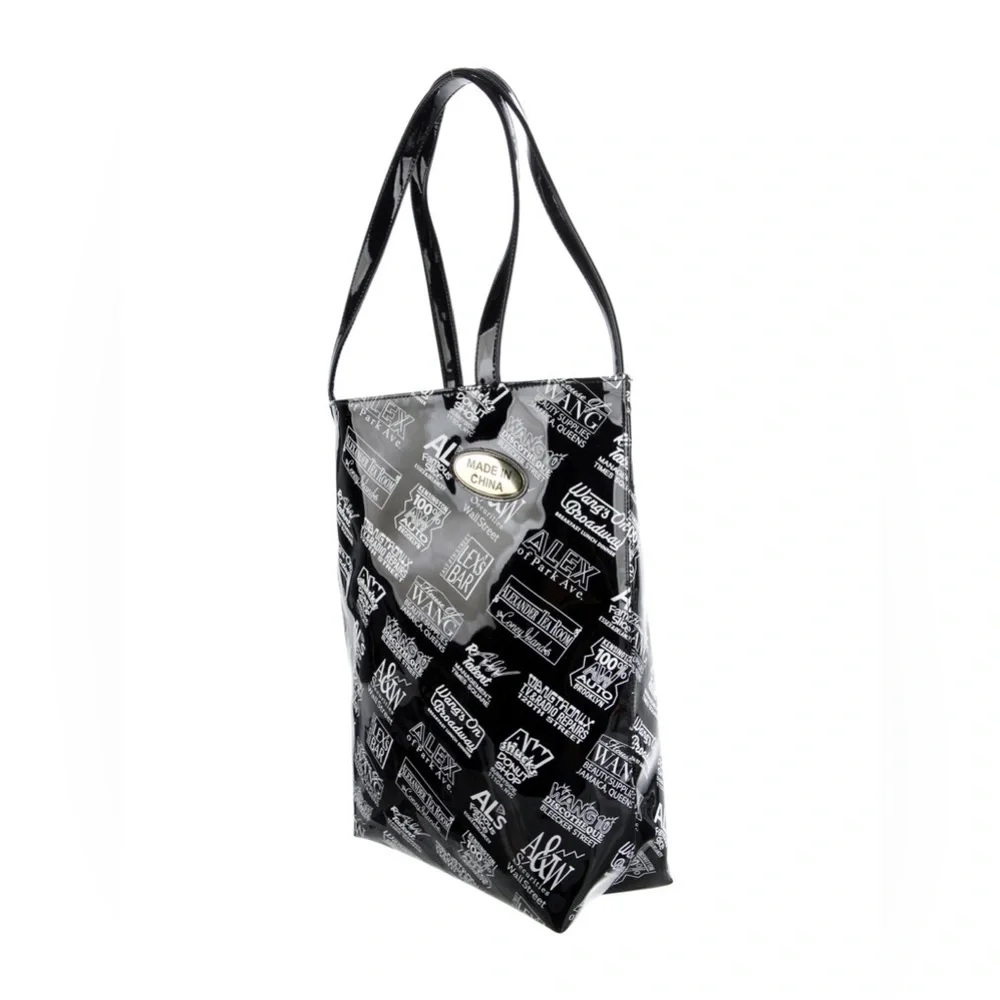 ALEXANDER WANG Printed Patent Leather Tote Black All‎ Over Print Luxury Chic